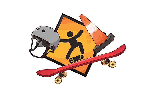 Illustration of a skateboarding injury scene